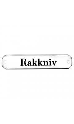 Emaljskylt Rakkniv vit - svart 10 x 2 cm modell 30-3 Emaljskylt Rakkniv vit - svart 10 x 2 cm modell 30-3