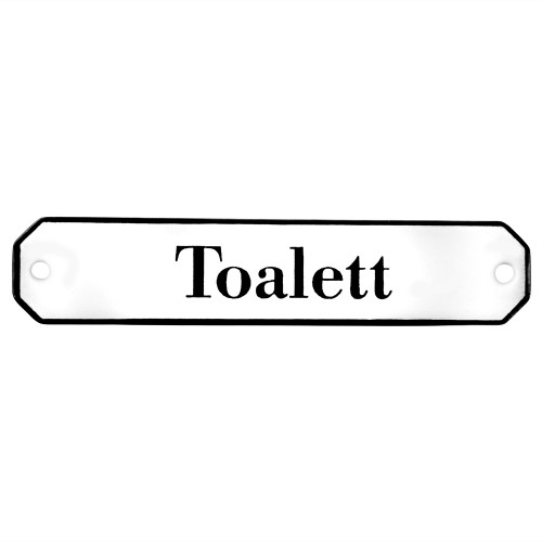 Emaljskylt Toalett vit - svart 10 x 2 cm modell 30-3