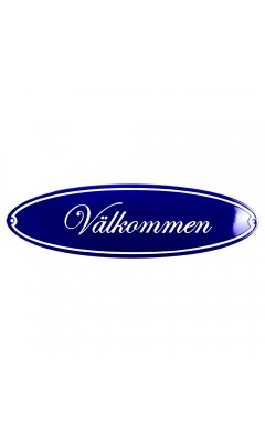 Emaljskylt Välkommen blå - vit 43 x 13 cm modell 43-3
