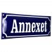 Emaljskylt Annexet blå - vit 30 x 10 cm modell 11-3