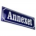 Emaljskylt Annexet blå - vit 30 x 10 cm modell 11-3