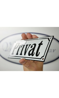 Emaljskylt Privat vit - svart 22 x 8 cm modell 10-3