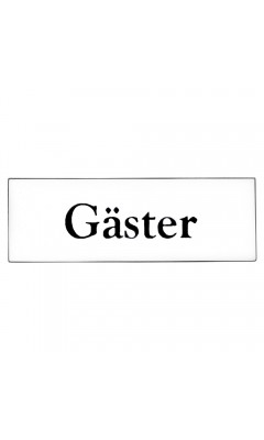 Emaljskylt Gäster vit - svart 6 x 2 cm modell 9-3