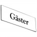Emaljskylt Gäster vit - svart 6 x 2 cm modell 9-3