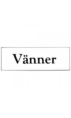 Emaljskylt Vänner vit - svart 6 x 2 cm modell 9-3