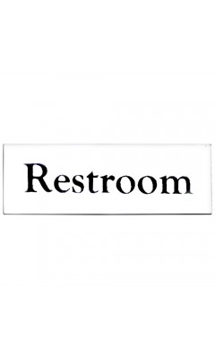 Emaljskylt Restroom vit - svart 6 x 2 cm modell 9-3