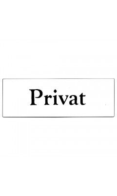 Emaljskylt Privat vit - svart 6 x 2 cm modell 9-3