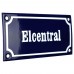 Emaljskylt Elcentral blå - vit 15 x 7,5 cm modell 11-3