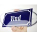 Emaljskylt Vind blå - vit 15 x 7,5 cm modell 11-3
