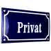 Emaljskylt Privat blå - vit 15 x 7,5 cm modell 11-3