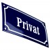 Emaljskylt Privat blå - vit 15 x 7,5 cm modell 11-3