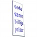 Emaljskylt Goda varor billiga priser vit - blå 8 x 20 cm modell 47-3
