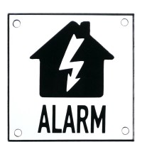 Emaljskylt ALARM flash vit - svart 10 x 10 cm modell 35-3