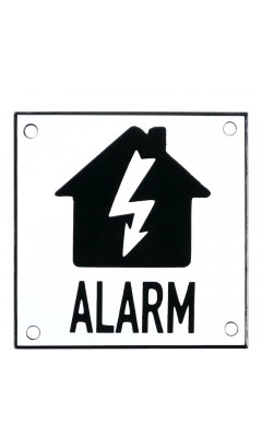 Emaljskylt ALARM flash vit - svart 10 x 10 cm modell 35-3