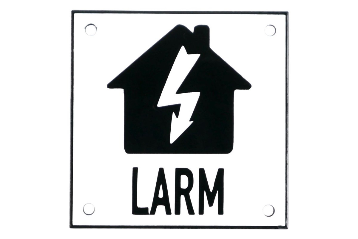 Emaljskylt LARM blixt vit - svart 10 x 10 cm modell 35-3 Emaljskylt LARM blixt vit - svart 10 x 10 cm modell 35-3