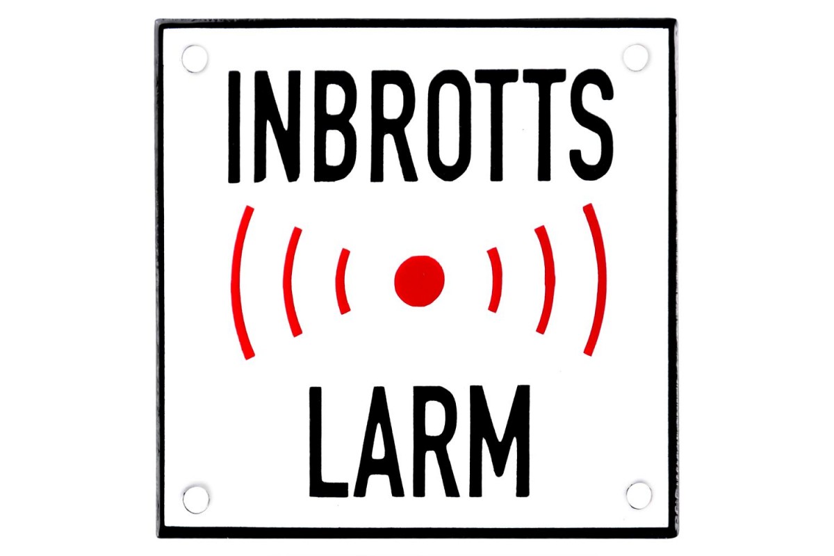 Emaljskylt INBROTTS LARM vit - svart 10 x 10 cm modell 35-3 Emaljskylt INBROTTS LARM vit - svart 10 x 10 cm modell 35-3