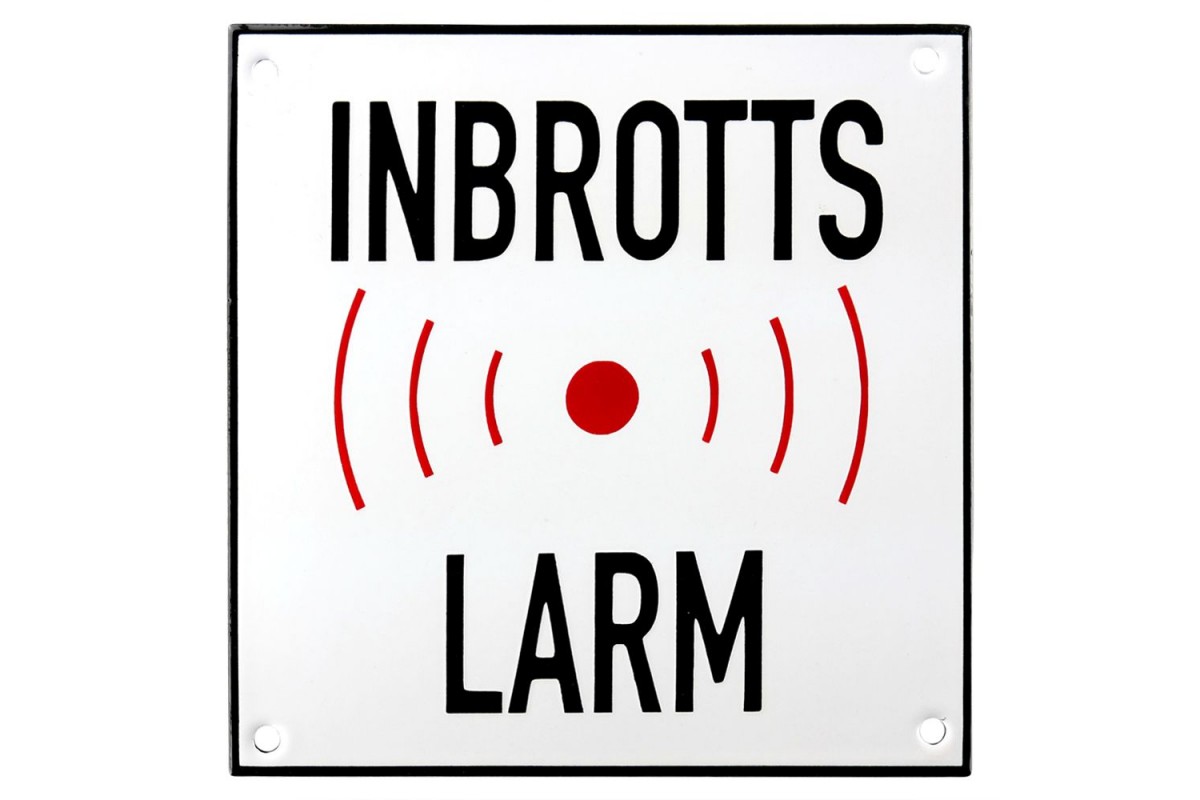 Emaljskylt INBROTTS LARM vit - svart 15 x 15 cm modell 35-3 Emaljskylt INBROTTS LARM vit - svart 15 x 15 cm modell 35-3