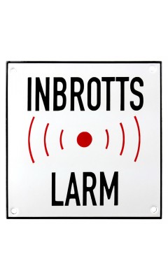 Emaljskylt INBROTTS LARM vit - svart 15 x 15 cm modell 35-3 Emaljskylt INBROTTS LARM vit - svart 15 x 15 cm modell 35-3