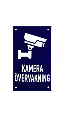 Emaljskylt KAMERA ÖVERVAKNING blå - vit 12 x 20 cm modell 34-3 Emaljskylt KAMERA ÖVERVAKNING blå - vit 12 x 20 cm modell 34-3