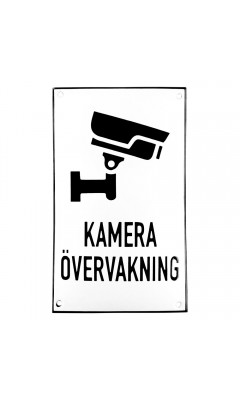 Emaljskylt KAMERA ÖVERVAKNING vit - svart 12 x 20 cm modell 35-3 Emaljskylt KAMERA ÖVERVAKNING vit - svart 12 x 20 cm modell 35-3