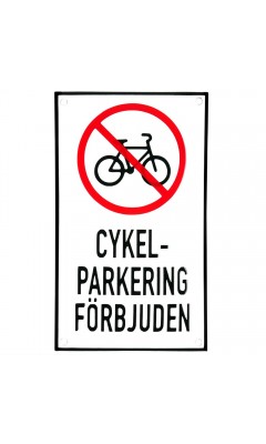 Emaljskylt CYKEL-PARKERING FÖRBJUDEN vit - svart 12 x 20 cm modell 35-3 Emaljskylt CYKEL-PARKERING FÖRBJUDEN vit - svart 12 x 20 cm modell 35-3