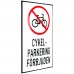 Emaljskylt CYKEL-PARKERING FÖRBJUDEN vit - svart 12 x 20 cm modell 35-3
