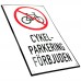 Emaljskylt CYKEL-PARKERING FÖRBJUDEN vit - svart 12 x 20 cm modell 35-3