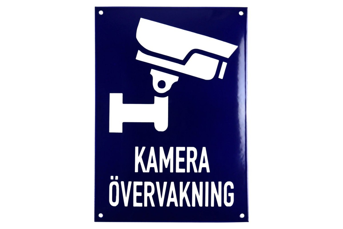 Emaljskylt KAMERA ÖVERVAKNING Large blå - vit 20 x 28 cm modell 34-3 Emaljskylt KAMERA ÖVERVAKNING Large blå - vit 20 x 28 cm modell 34-3