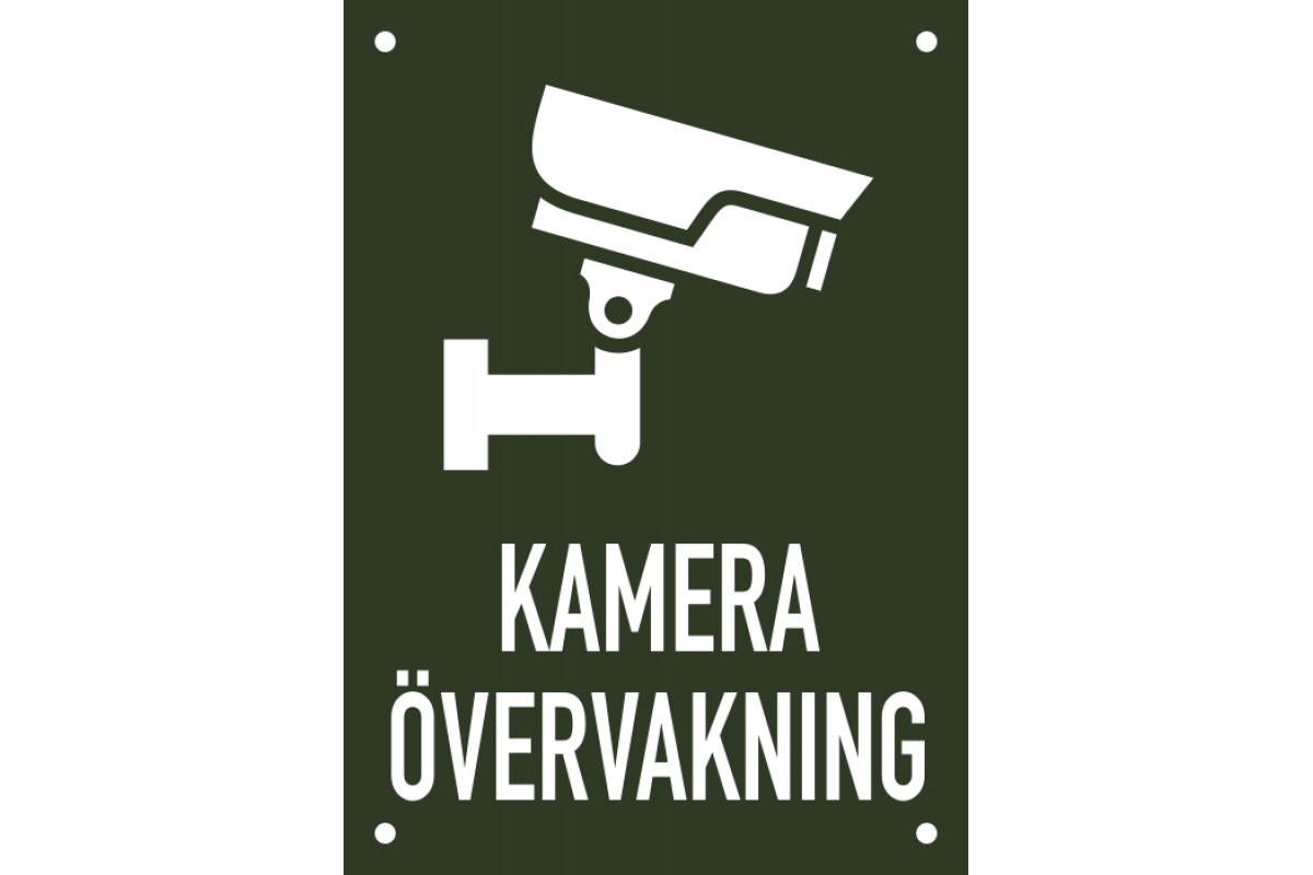 Emaljskylt KAMERA ÖVERVAKNING grön - vit 15 x 21 cm modell 50-3 Emaljskylt KAMERA ÖVERVAKNING grön - vit 15 x 21 cm modell 50-3