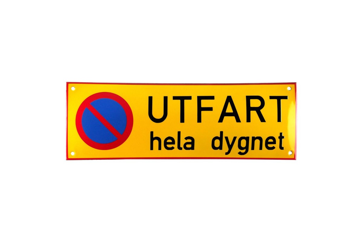 Emaljskylt UTFART hela dygnet gul - svart 36 x 12 cm modell 31-3 Emaljskylt UTFART hela dygnet gul - svart 36 x 12 cm modell 31-3