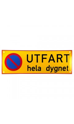 Emaljskylt UTFART hela dygnet gul - svart 36 x 12 cm modell 31-3 Emaljskylt UTFART hela dygnet gul - svart 36 x 12 cm modell 31-3