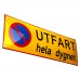 Emaljskylt UTFART hela dygnet gul - svart 36 x 12 cm modell 31-3 Emaljskylt UTFART hela dygnet gul - svart 36 x 12 cm modell 31-3