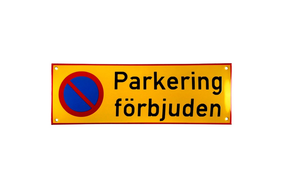 Emaljskylt Parkering förbjuden gul - svart 36 x 12 cm modell 31-3 Emaljskylt Parkering förbjuden gul - svart 36 x 12 cm modell 31-3