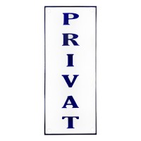 Emaljskylt PRIVAT vit - blå 8 x 20 cm modell 37-3