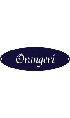 Emaljskylt Orangeri blå - vit 21 x 7 cm modell 32-3 Emaljskylt Orangeri blå - vit 21 x 7 cm modell 32-3