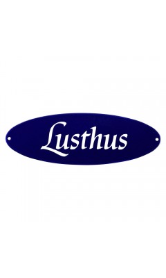 Emaljskylt Lusthus blå - vit 21 x 7 cm modell 32-3 Emaljskylt Lusthus blå - vit 21 x 7 cm modell 32-3