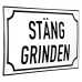 Emaljskylt STÄNG GRINDEN vit - svart 20 x 12 cm modell 39-3 Emaljskylt STÄNG GRINDEN vit - svart 20 x 12 cm modell 39-3