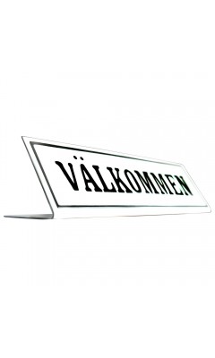 Emaljskylt VÄLKOMMEN vit - svart 20 x 6 cm modell 46-3