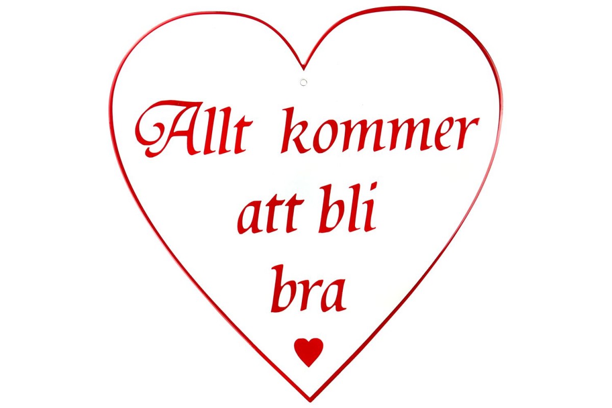 Emaljskylt Allt kommer att bli bra vit - röd 25 x 25 cm modell 42-3 Emaljskylt Allt kommer att bli bra vit - röd 25 x 25 cm modell 42-3