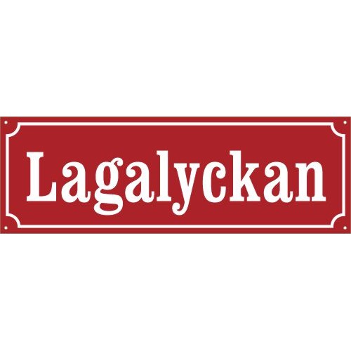 Emaljskylt 20 Tegelviksslingan svart - vit 20 x 20 cm modell X-3