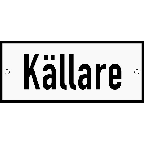 Emaljskylt Källare vit - svart 12 x 5 cm modell 2